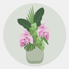 Adesivo Vaso Verde Rosa-Flor Tropical Medinilla