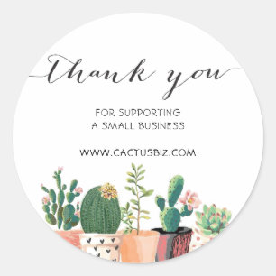 Adesivo Vasos de Cactus Floridos em Aquarela Personalizado