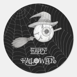 Adesivo Vassoura-de-bruxa do Halloween, olho assustador, t