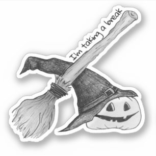 Adesivo Vassoura de Bruxas Halloween