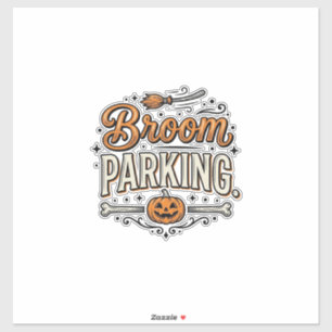Adesivo Vassoura Estacionamento Dia das Bruxas Vintage Bru