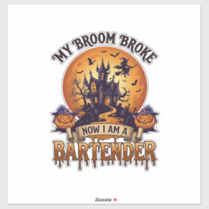 Adesivo Vassoura Quebrou Barman Halloween Casa Assombrada