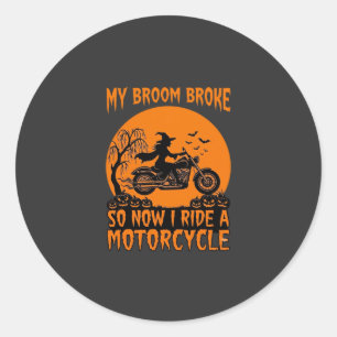 Adesivo Vassoura Quebrou Halloween Bruxa Motocicleta Morce