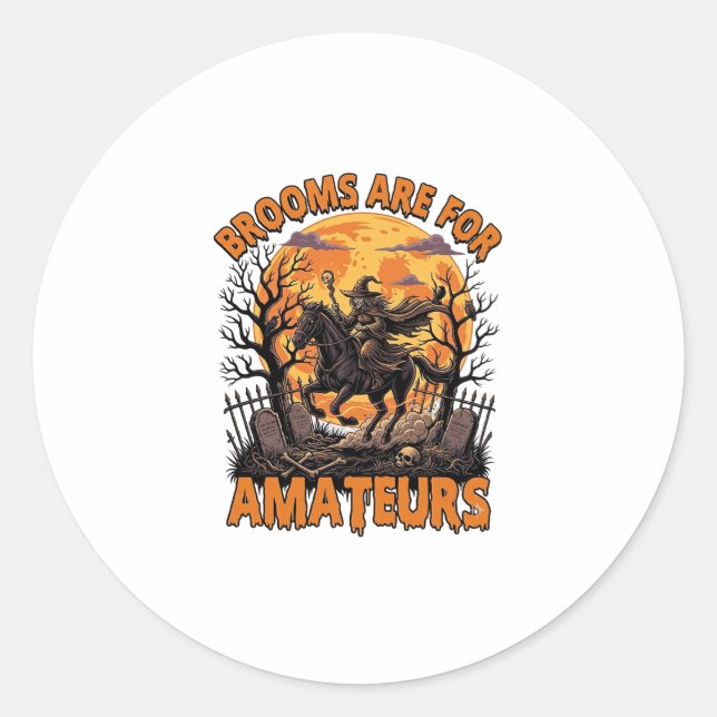 Adesivo Vassouras São Amadores Halloween Bruxa Cavalo Lua  (Frente)