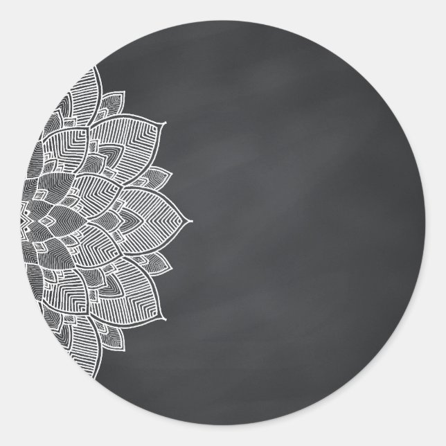 Adesivo Vazio Chalkboard Mandala Lotus Flower Swirl (Frente)