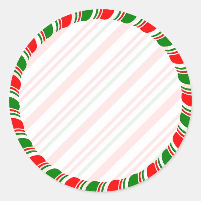 Adesivo Vazio de Natal de Borda Candy Cane Personalizado (Frente)