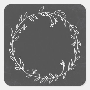 Adesivo Vazio Floral Wreath Chalkboard Obrigado Sticker