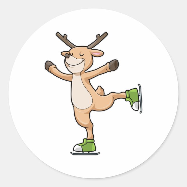 Adesivo Veado a patinar gelo com skates de gelo (Frente)