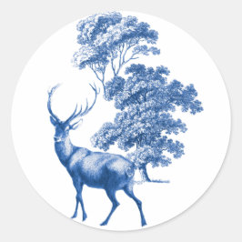 Adesivo Veado Azul Elegante de Torre na Floresta