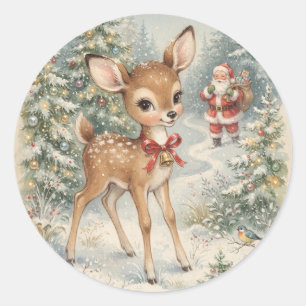 Adesivo Veado de Natal Antigo e Papai Noel Feriado Wonderl