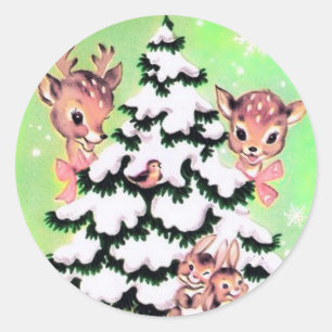 Adesivo Veado de Natal e Coelhinhos