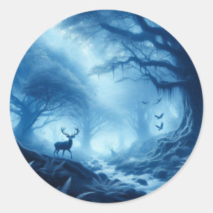 Adesivo Veado na Floresta Negra de Azul
