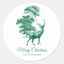 Adesivo Veado Verde-Elegante Festivo na Floresta