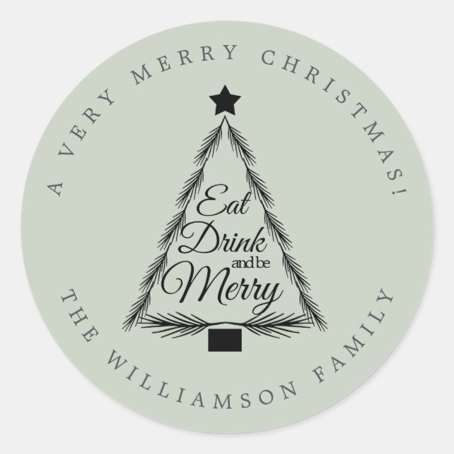 Adesivo Vedação de Envelope Verde de Bebida de Natal (Frente)