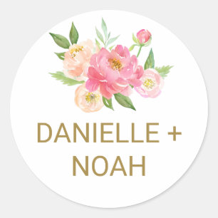 Adesivo Vedais de Envelope de Casamento de Flores Pêssegos