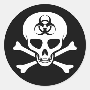 Adesivo Vedante de Crânio e Crossbones de Biorisco