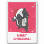 Adesivo Vedante de Skunk Christmas Skunks Winter Animal<br><div class="desc">O gambá de Natal com luzes de fadas. Animais engraçados com presentes e neve até as férias. Também é engraçado para o Natal em julho. Os estagiários são animais doces e perfeitos para o Natal.</div>