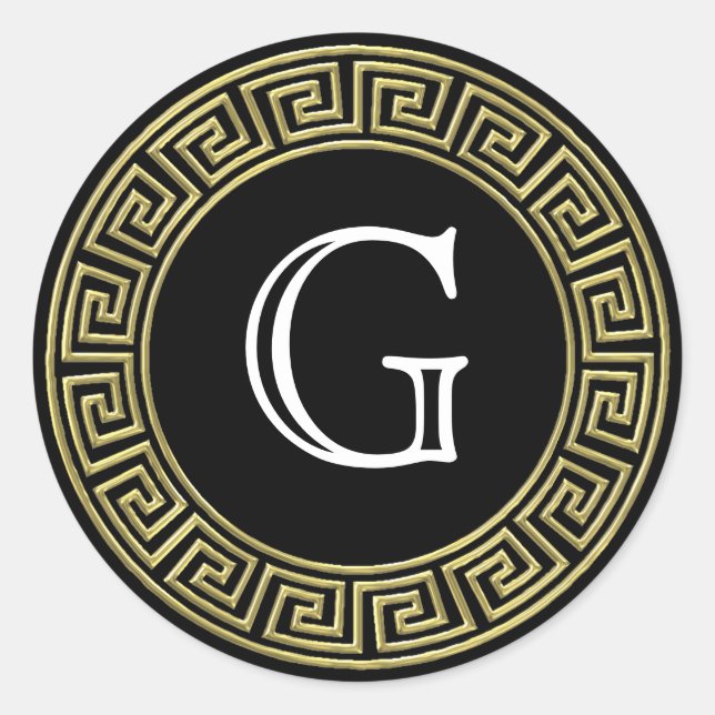 Adesivo Vedantes de Envelope Grego-chave preto Dourado (Frente)