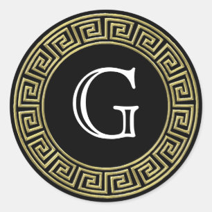 Adesivo Vedantes de Envelope Grego-chave preto Dourado