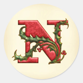 Adesivo Vedantes de Envelope N Holly Monogramas de Natal