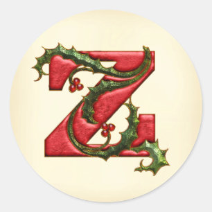 Adesivo Vedantes de Envelope Z de Natal Holly Monogramas