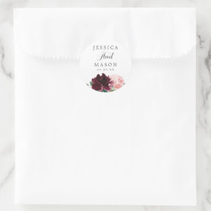 Adesivo Vedantes de Envelopes para Favor de Blush Burgundy