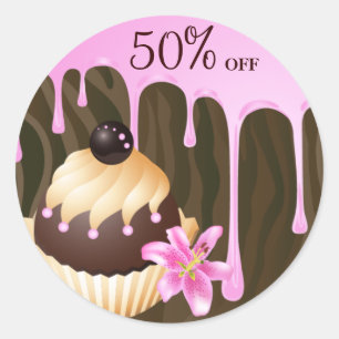 Adesivo Vedantes de padaria Cupcake Chocolate Rosa