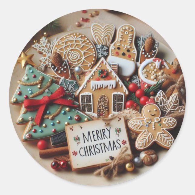 Adesivo Vedantes Festivos: Vinhetas de Natal Feliz e Etiqu (Frente)