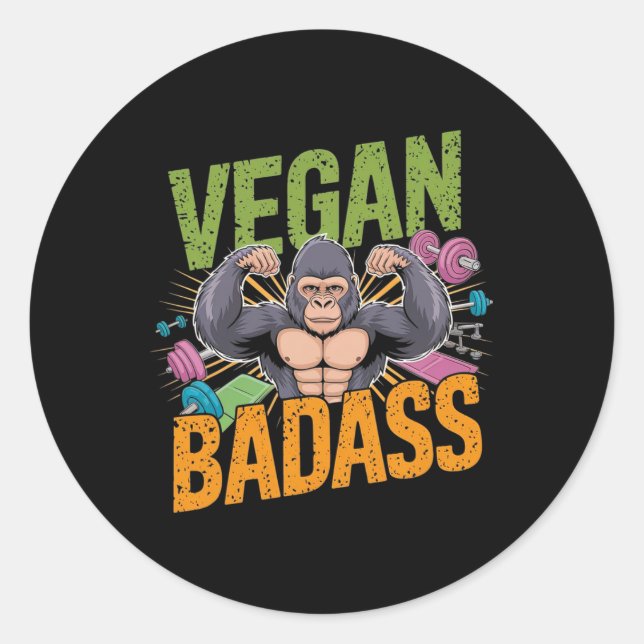 Adesivo Vegan Bodybuilder Weightlifter Gorilla (Frente)