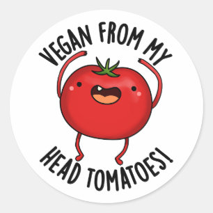 Adesivo Vegan Da Minha Cabeça Tomates Engraçado Veggie Pun