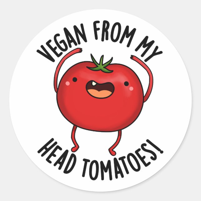 Adesivo Vegan Da Minha Cabeça Tomates Engraçado Veggie Pun (Frente)