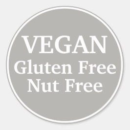 Adesivo Vegan. Gluten Free. Livre de frutas. Cinza. Person