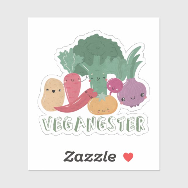 Adesivo Vegan Pun: Vegangster (Folha)