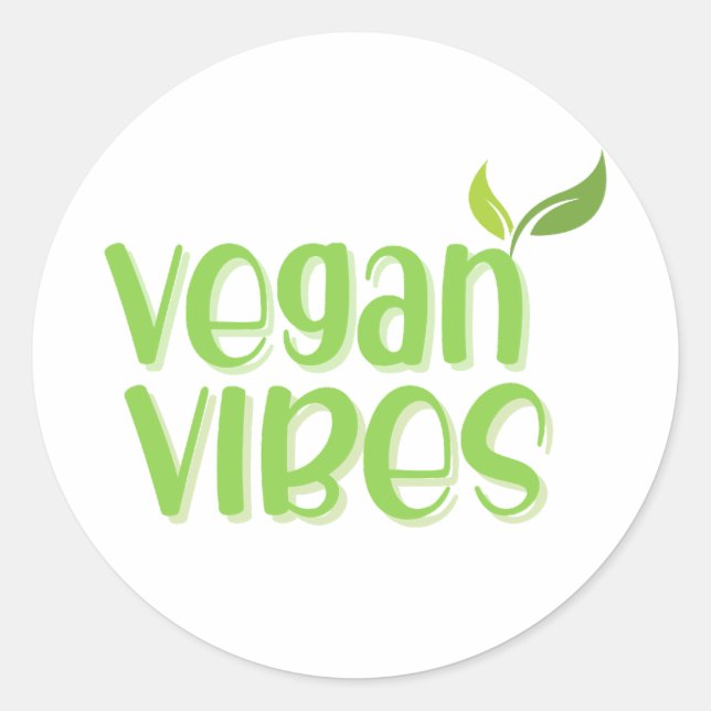 Adesivo Vegan Vibes Logotipo Clássico Redondo (Frente)