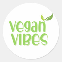 Adesivo Vegan Vibes Logotipo Clássico Redondo