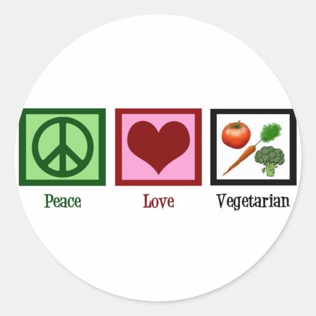Adesivo Vegetariano do amor da paz (Frente)