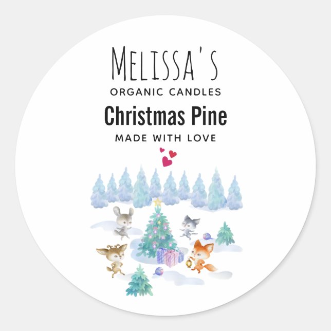 Adesivo Vela de Aquarela dos Animais da Floresta Dançante (Frente)