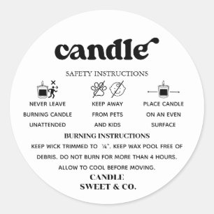 Adesivo Vela de Aviso de Script Retroativo Preta e Branca