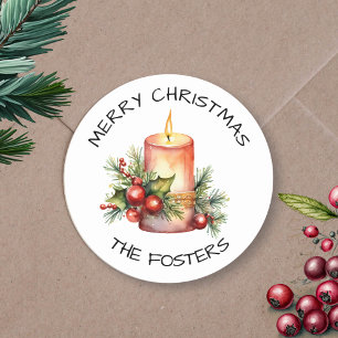 Adesivo Vela de Natal com Aquarela Personalizada