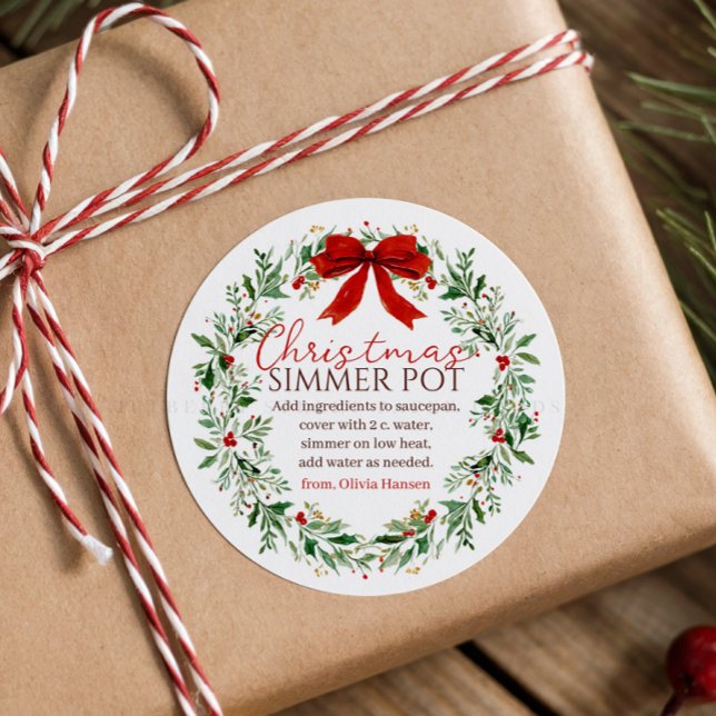 Adesivo Vela de Natal com Arco Vermelho Potpourri Simmer  (Criador carregado)