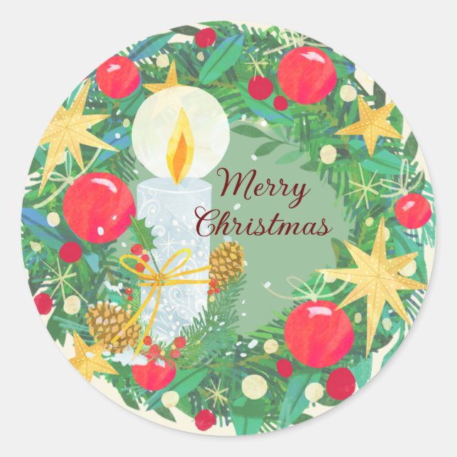 Adesivo Vela de Natal feliz decorada (Frente)