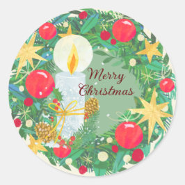 Adesivo Vela de Natal feliz decorada