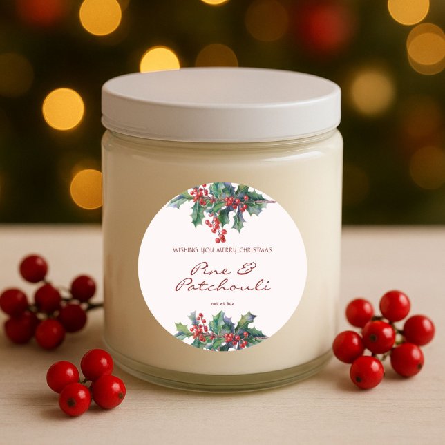 Adesivo Vela de Natal Moderna Holly Berry (Criador carregado)