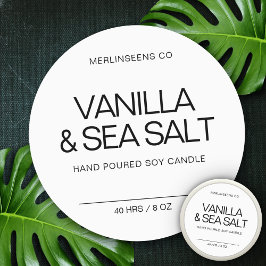 Adesivo Vela de Soja Caseira Caligrafia Chic Branca Clássi