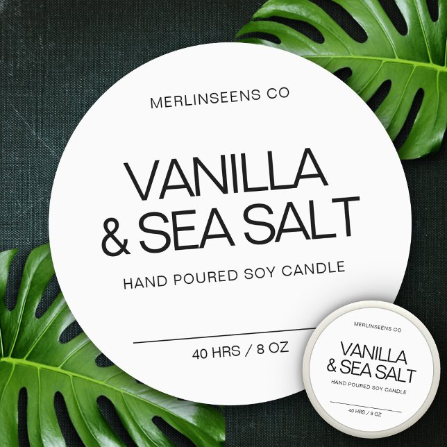 Adesivo Vela de Soja Caseira Caligrafia Chic Branco Clássi (Criador carregado)