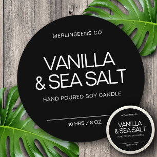 Adesivo Vela de Soja Caseira Caligrafia Chic Preta Clássic