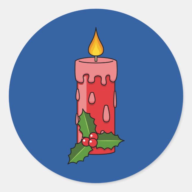 Adesivo Vela do Pilar Vermelho Natal com Holly (Frente)