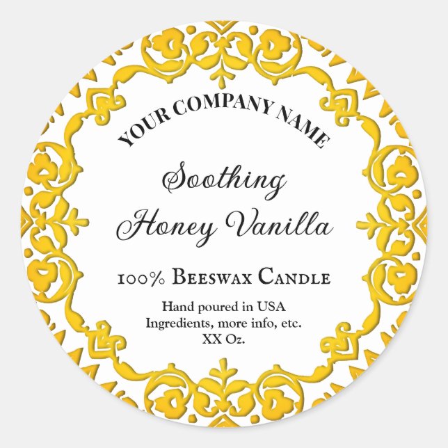 Adesivo Vela Floral Amarelo-Russo Editável (Frente)