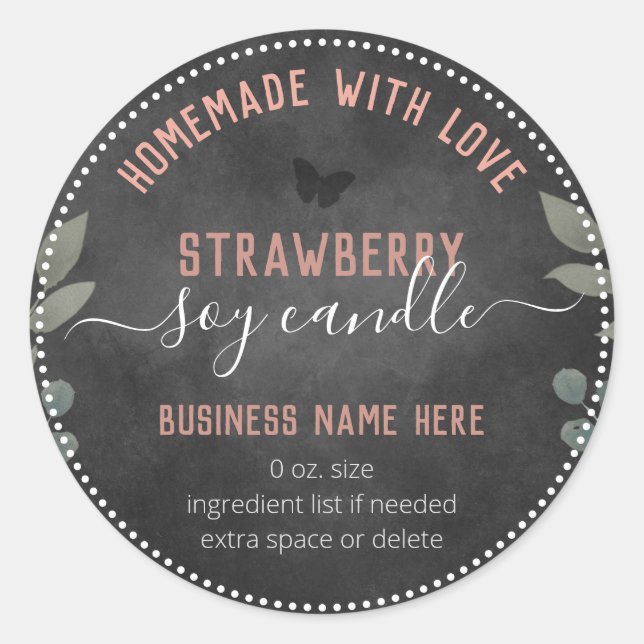 Adesivo Vela Personalizada de Negócios Borboletas Florais (Frente)