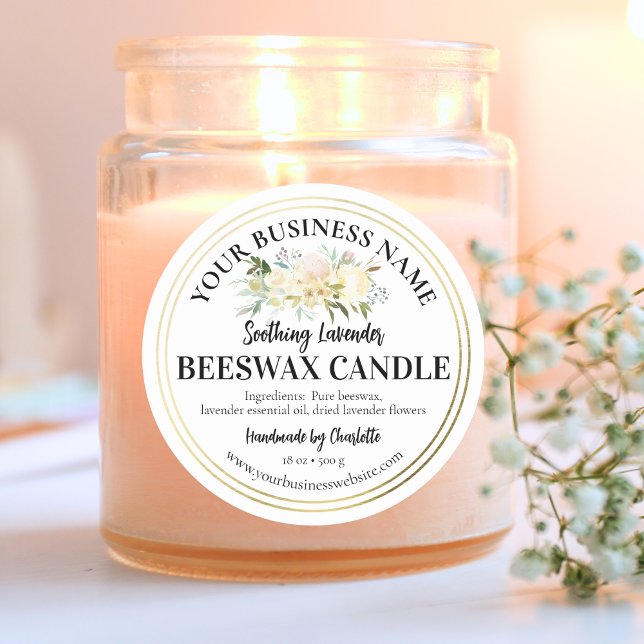 Adesivo Velas artesanais de produtos para pequenas empresa (Handmade Beeswa é Soy Candle Product Jars Small Business Classic Round Sticker)